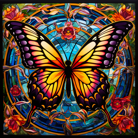 Gold Circle Colorful Butterfly Diamond Art Kit