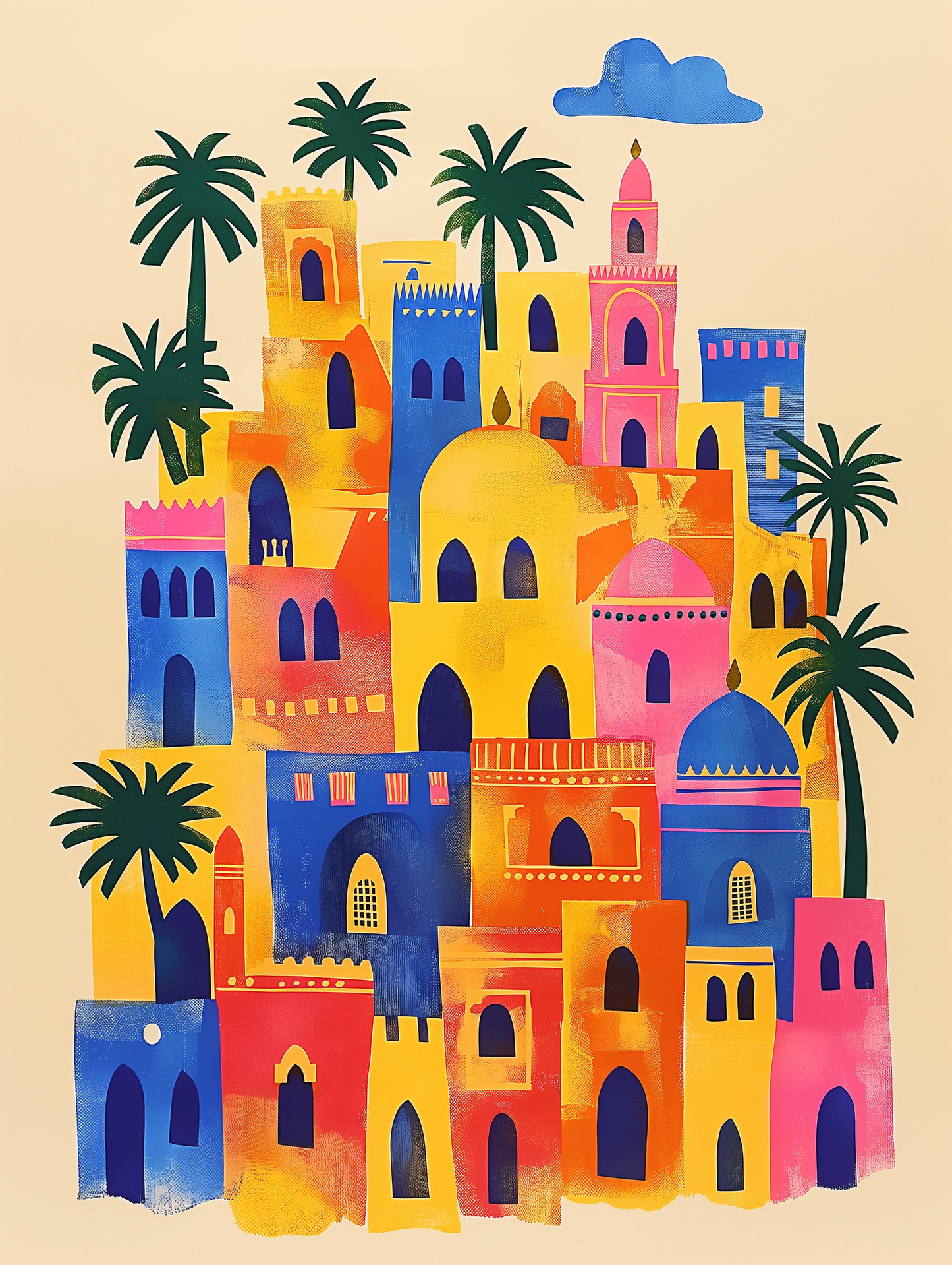Mediterranean Seaside Village Abstract Diamond Art Kit