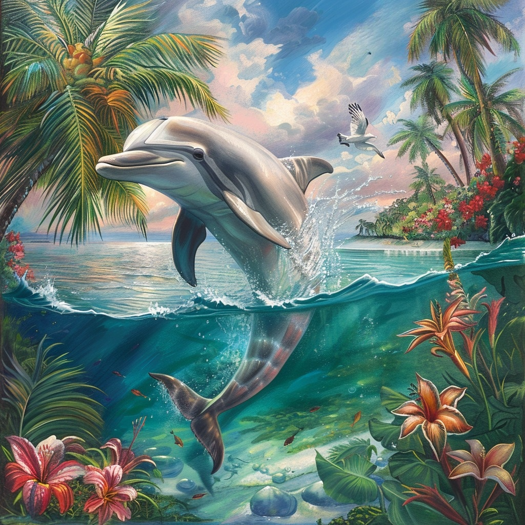 Tropical Island Dolphin Diamond Art Kit