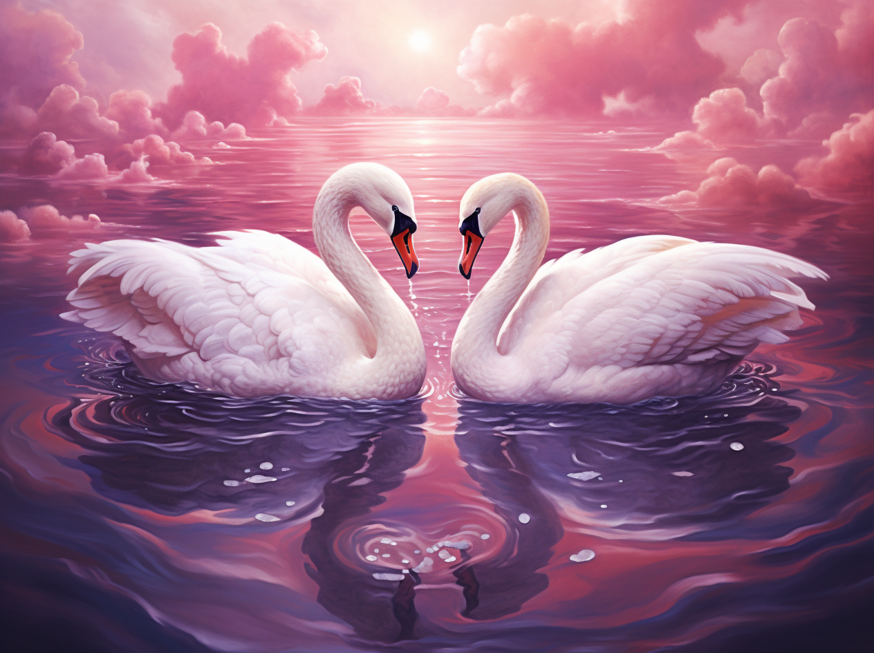 Purple Pinkwater White Swans Diamond Art Kit