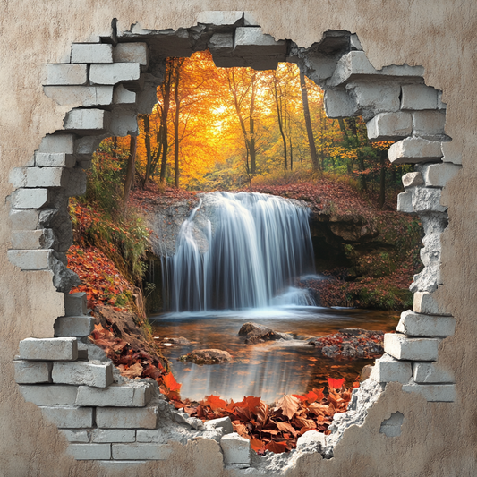 Autumn Forest Brick Cracked Wall Diamond Art Kit