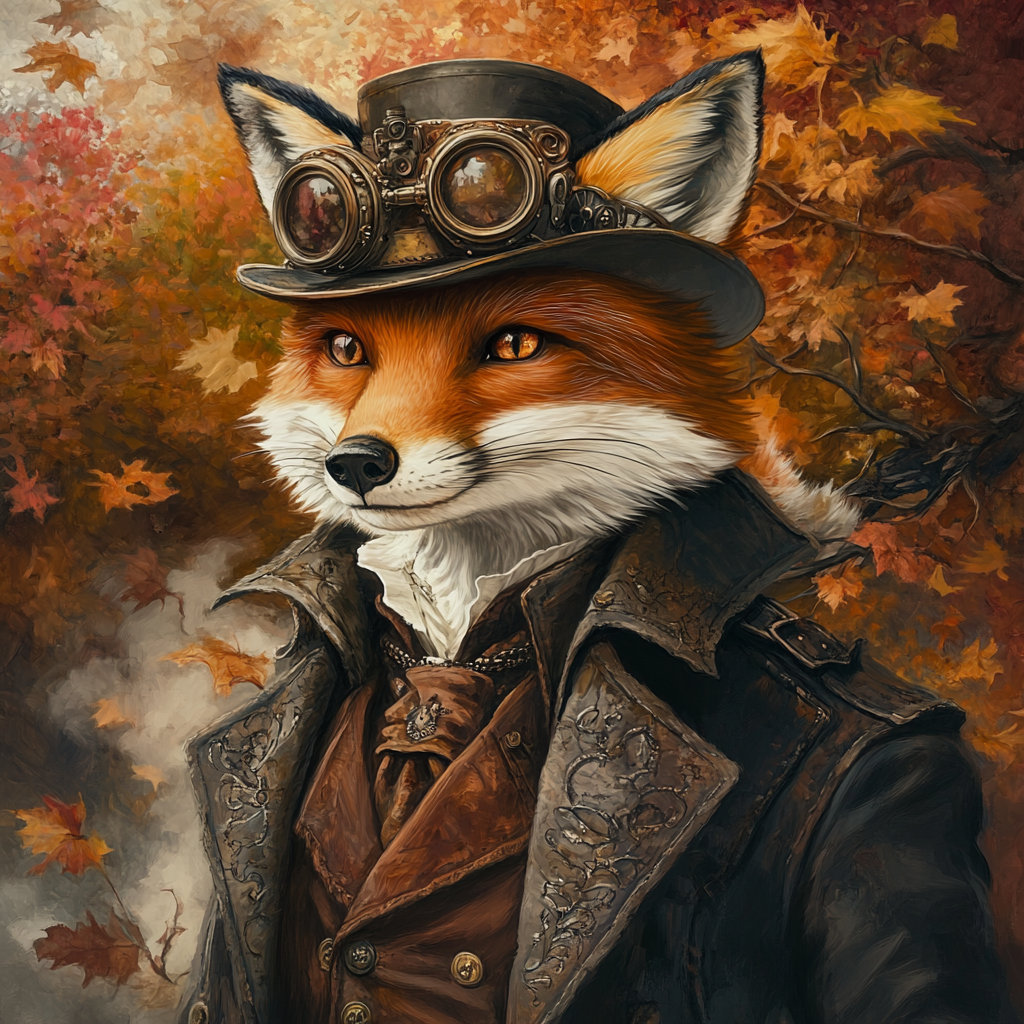 Steampunk Trenchcoat Fox Diamond Art Kit
