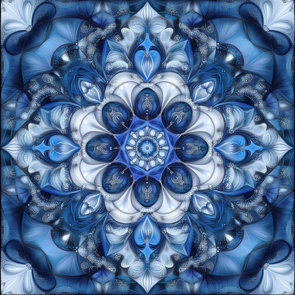 Blue Grey Flower Mandala Diamond Art Kit