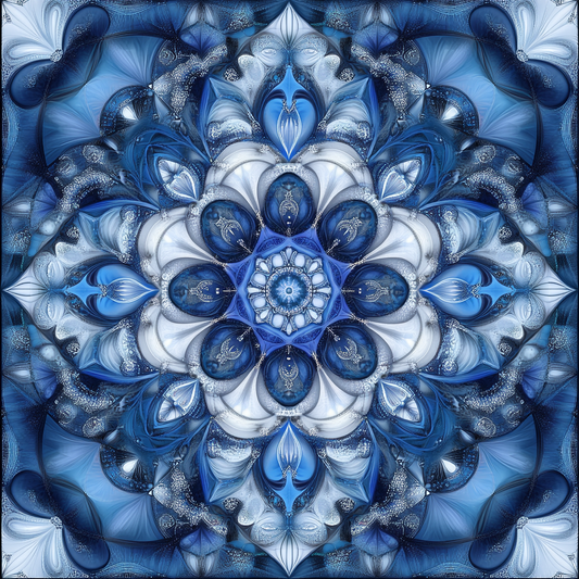 Blue Grey Flower Mandala Diamond Art Kit