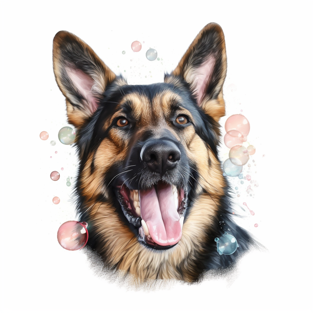 German Shepherd And Bubbles Diamond Art Kit