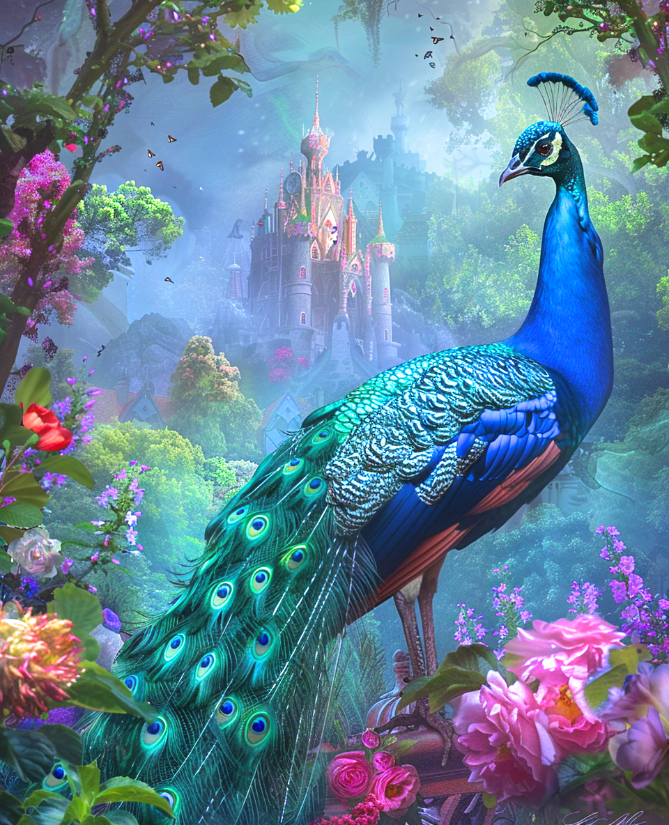 Hidden Castle Peacock Diamond Art Kit