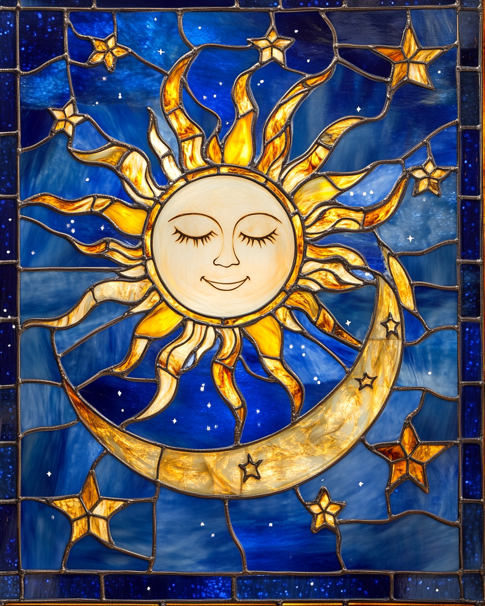 Smiling Sun Crescent Moon Diamond Art Kit