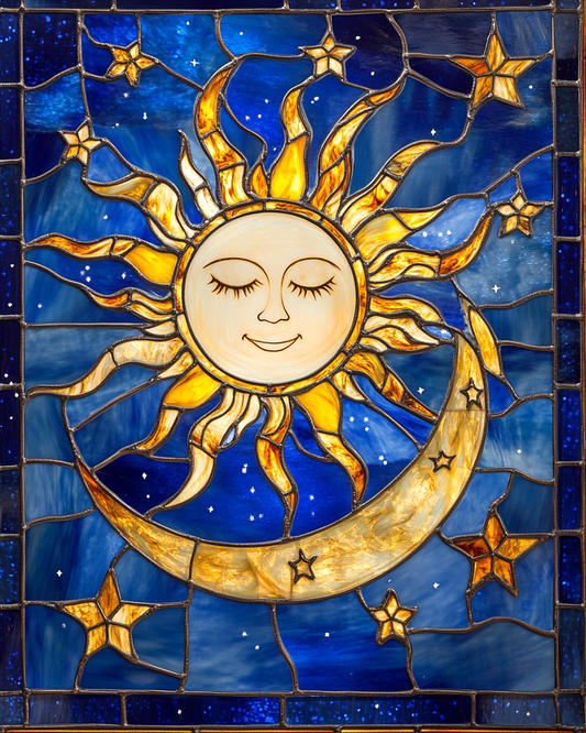 Smiling Sun Crescent Moon Diamond Art Kit
