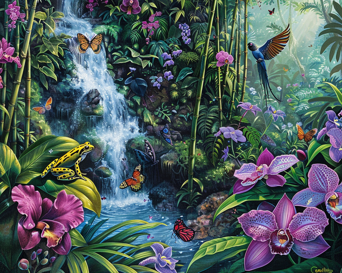 Frog Leaf Waterfall Diamond Art Kit