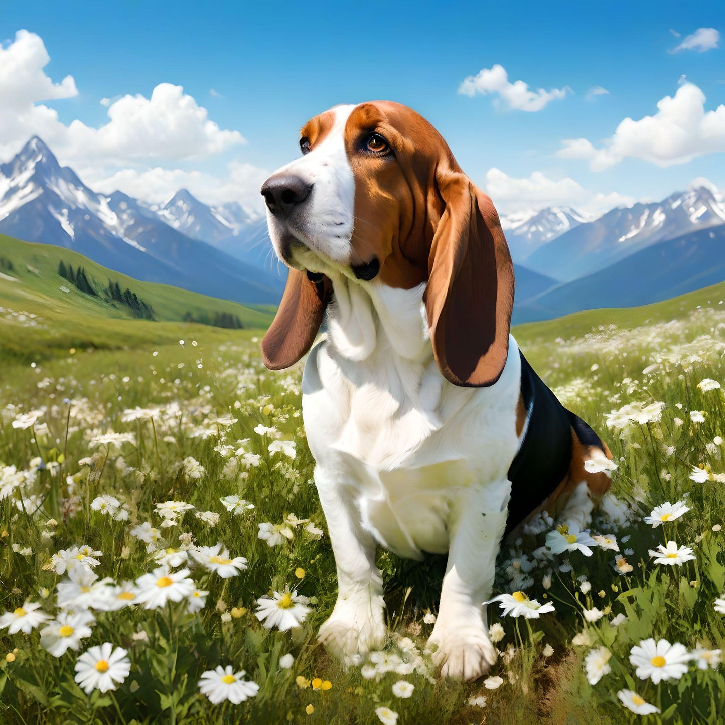 Basset Hound Meadow Diamond Art Kit