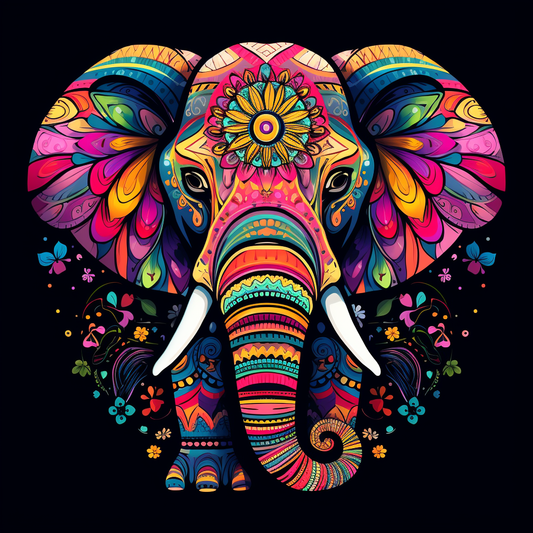 Bright Color Elephant Mandala Diamond Art Kit