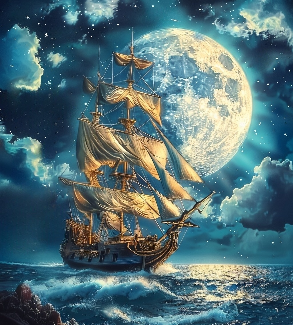 Pirate Ship At The Rocks Diamond Art Kit