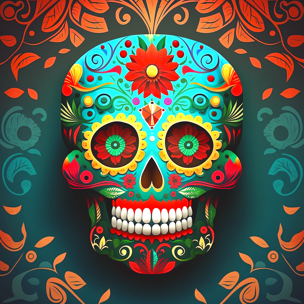 Red Daisy Skull Diamond Art Kit