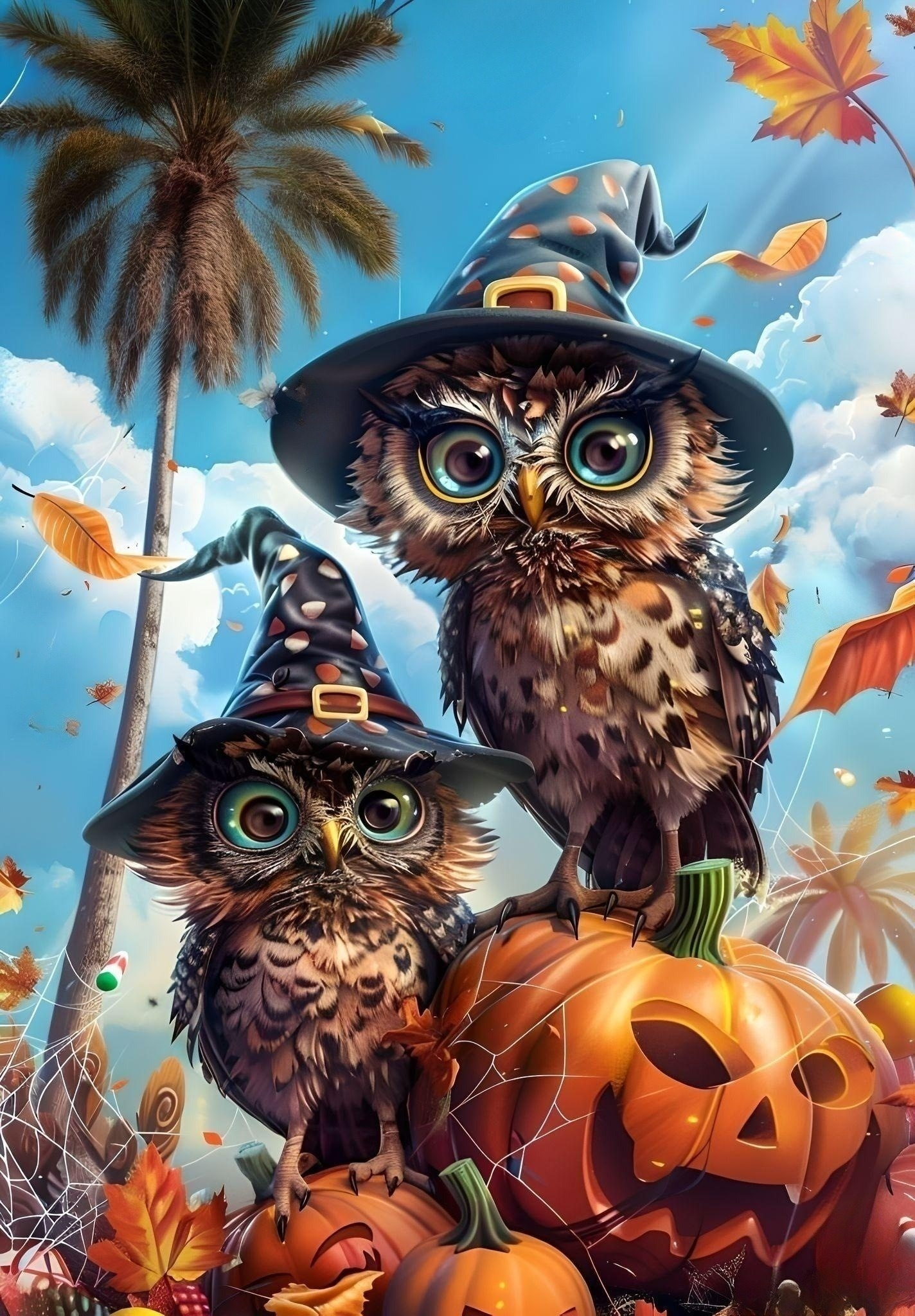 Abstract Spotted Witch Owls Diamond Art Kit