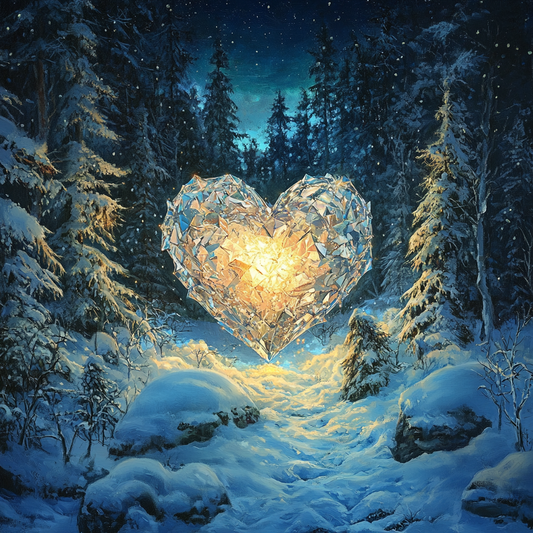 Crystal Heart In The Snow Diamond Art Kit