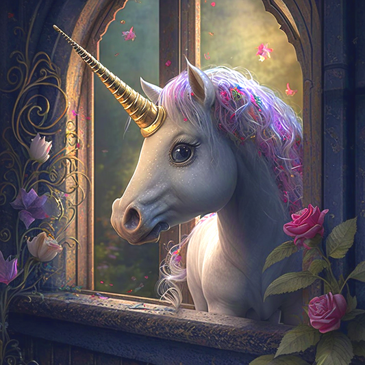 Little Unicorn Roses Diamond Art Kit