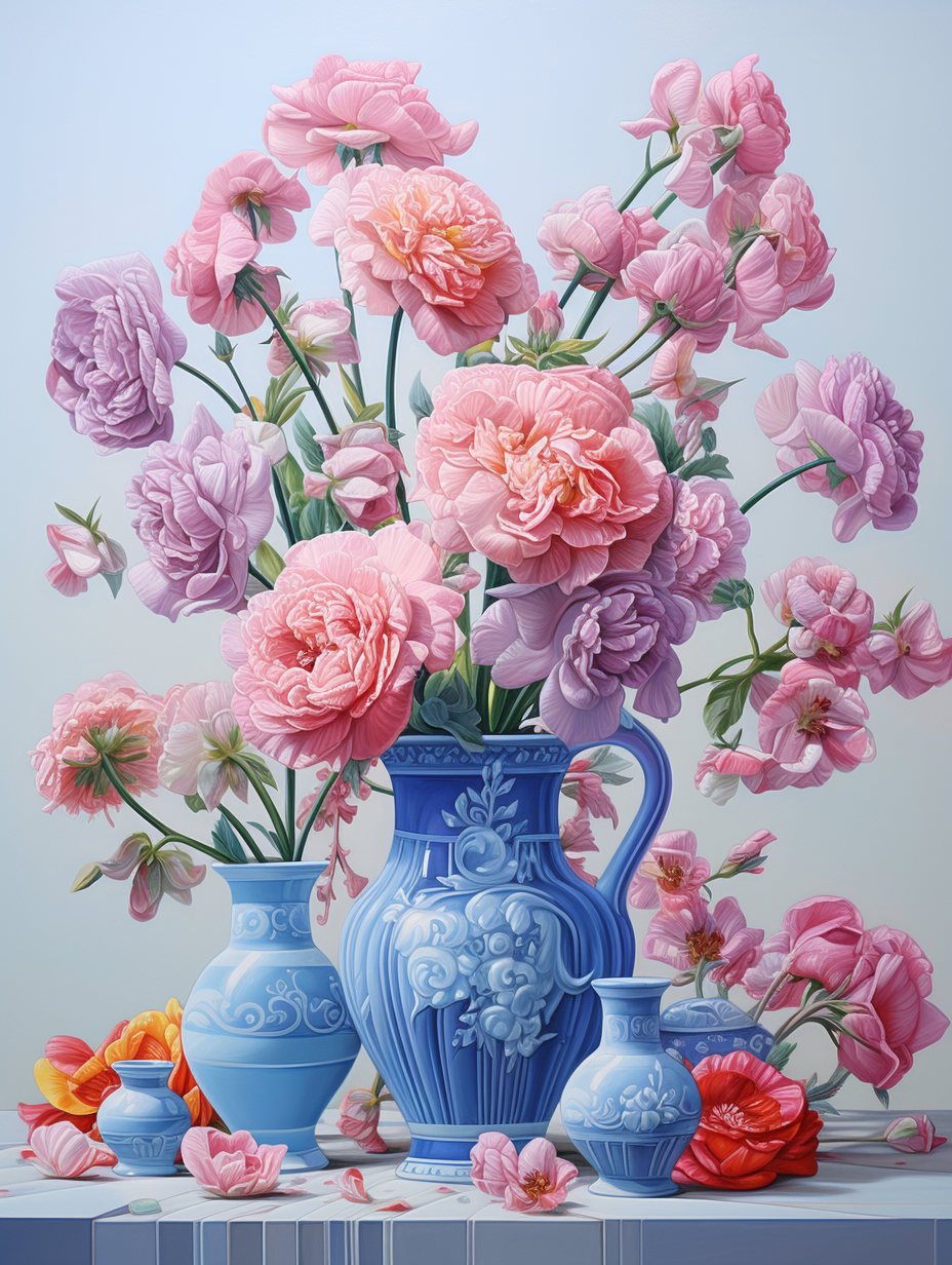 Blue Vases Of Flowers Diamond Art Kit
