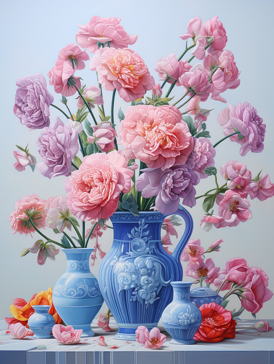 Blue Vases Of Flowers Diamond Art Kit