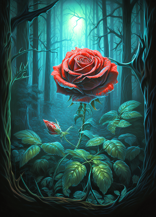 Green Forest Red Rose Diamond Art Kit