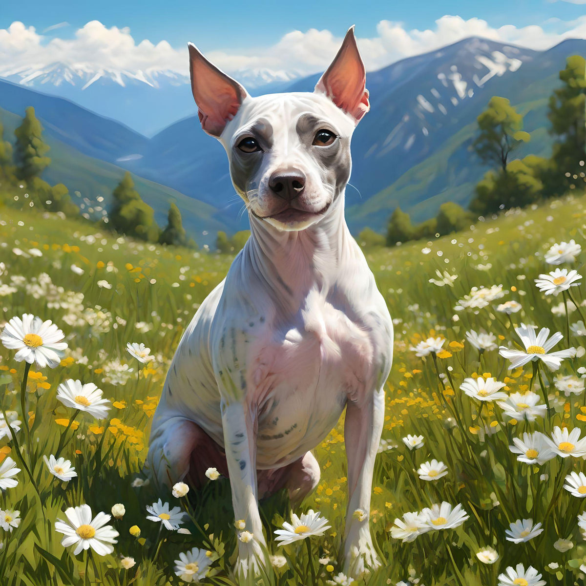 American Hairless Terrier Meadow Diamond Art Kit