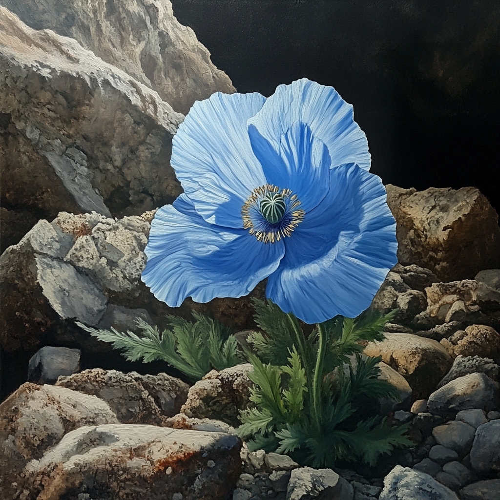Rocky Ground Blue Poppy Diamond Art Kit