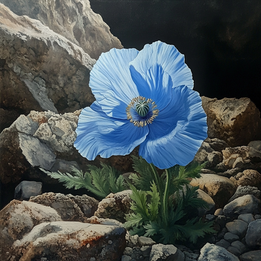 Rocky Ground Blue Poppy Diamond Art Kit
