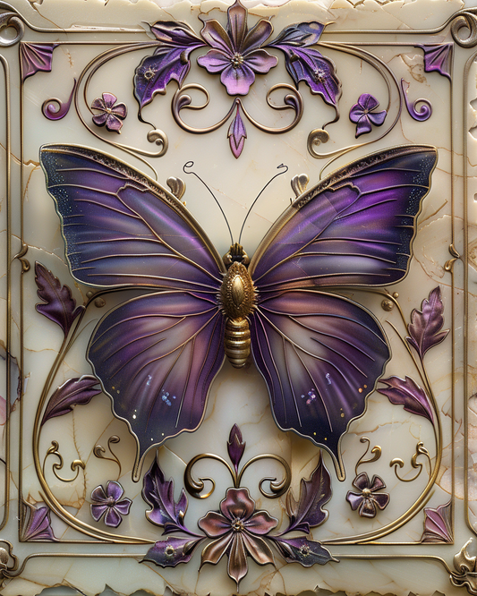 Purple And Gold Butterfly Diamond Art Kit