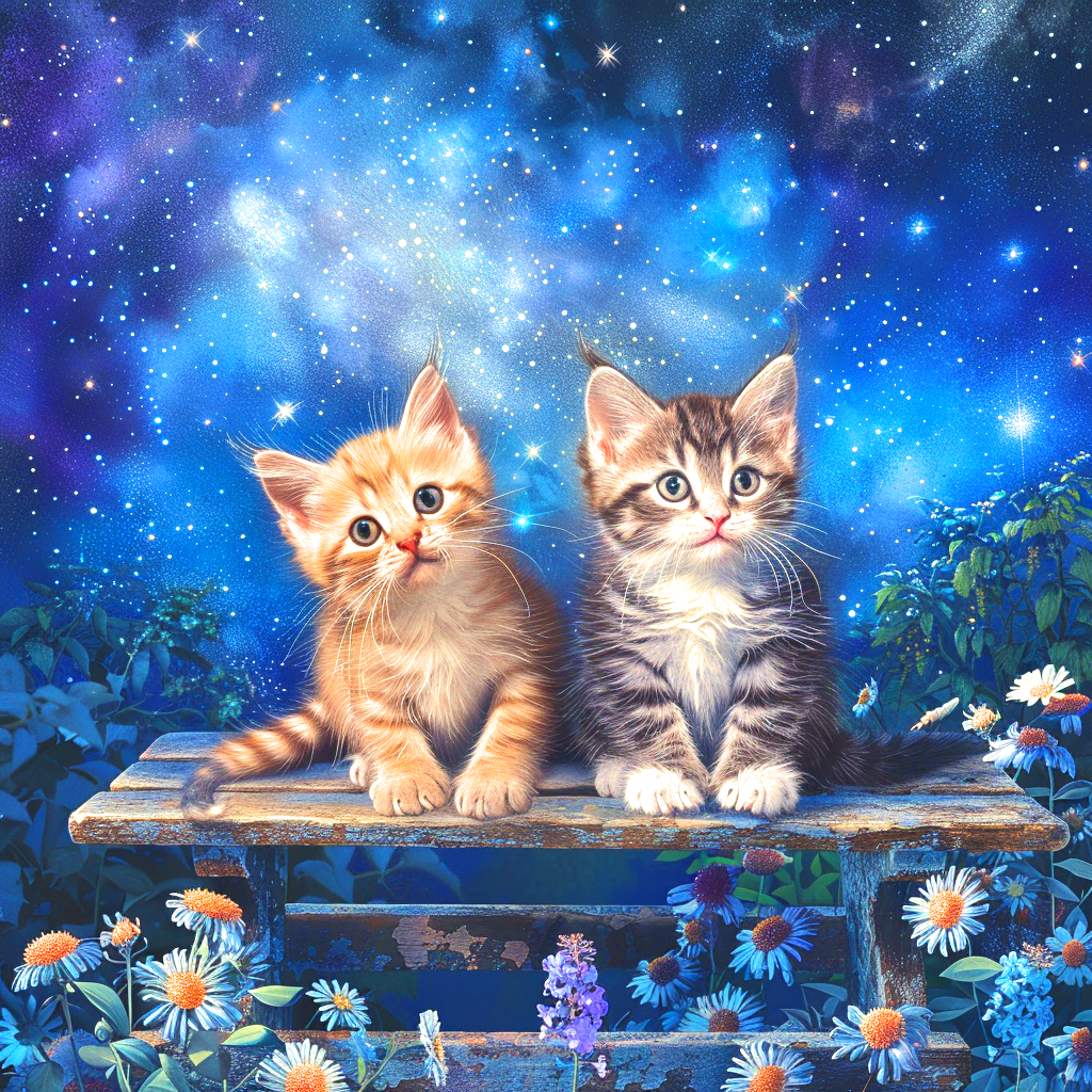 Two Kittens On A Bench Diamond Art Kit