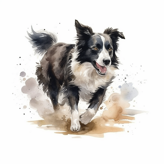 Running Border Collie Diamond Art Kit