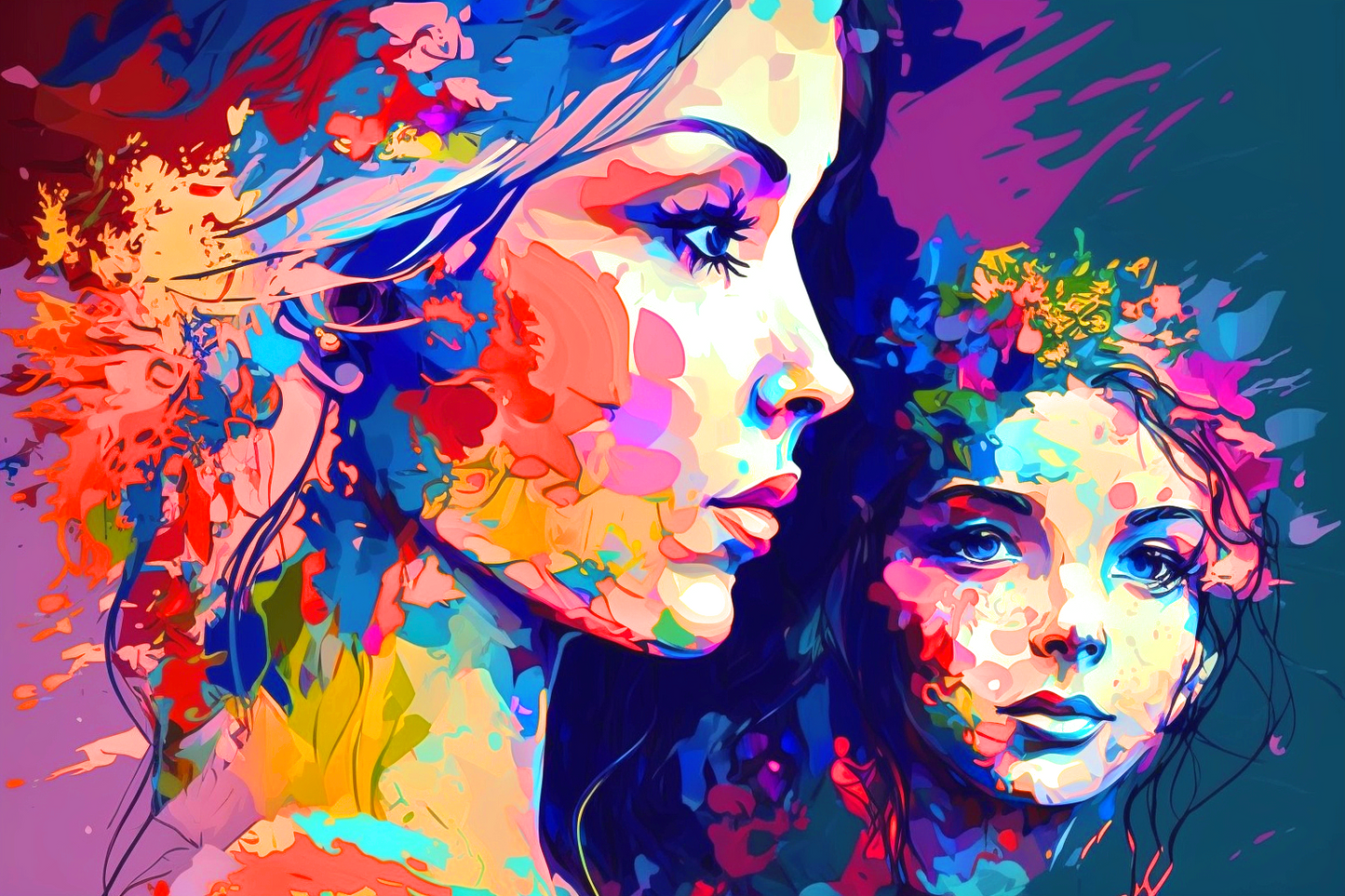 Mother And Child Abstract Diamond Art Kit