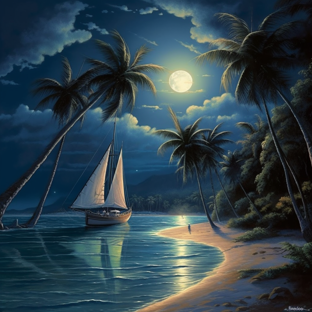 Moonlight Sailboat Diamond Art Kit
