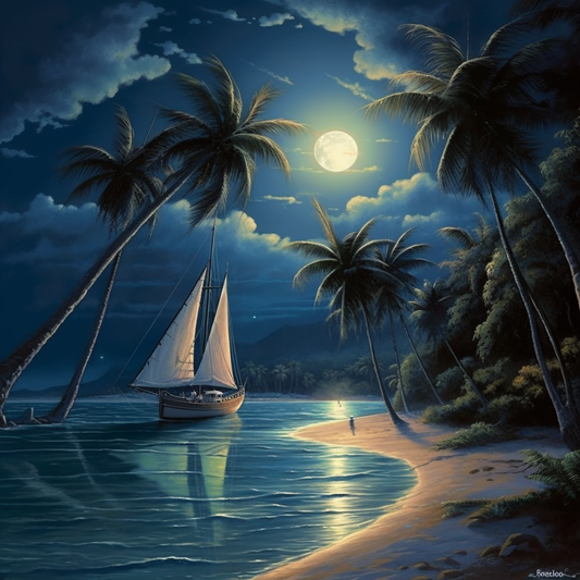 Moonlight Sailboat Diamond Art Kit
