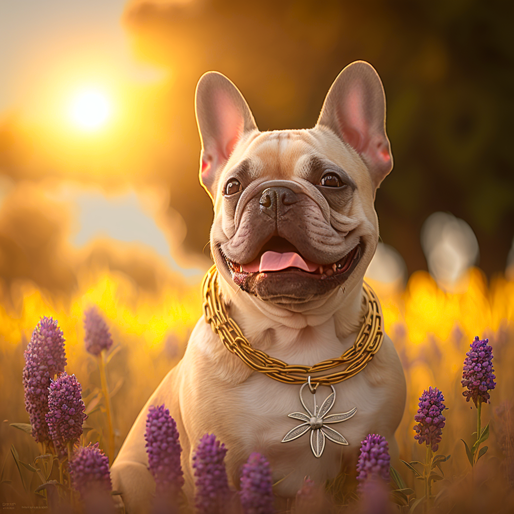 Purple Flower White French Bulldog Diamond Art Kit