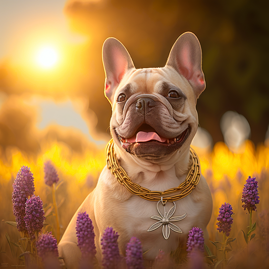 Purple Flower White French Bulldog Diamond Art Kit