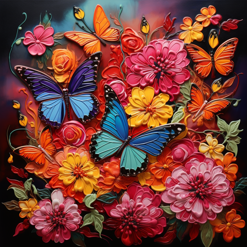 Two Blue Butterflies In Flowers Diamond Art Kit