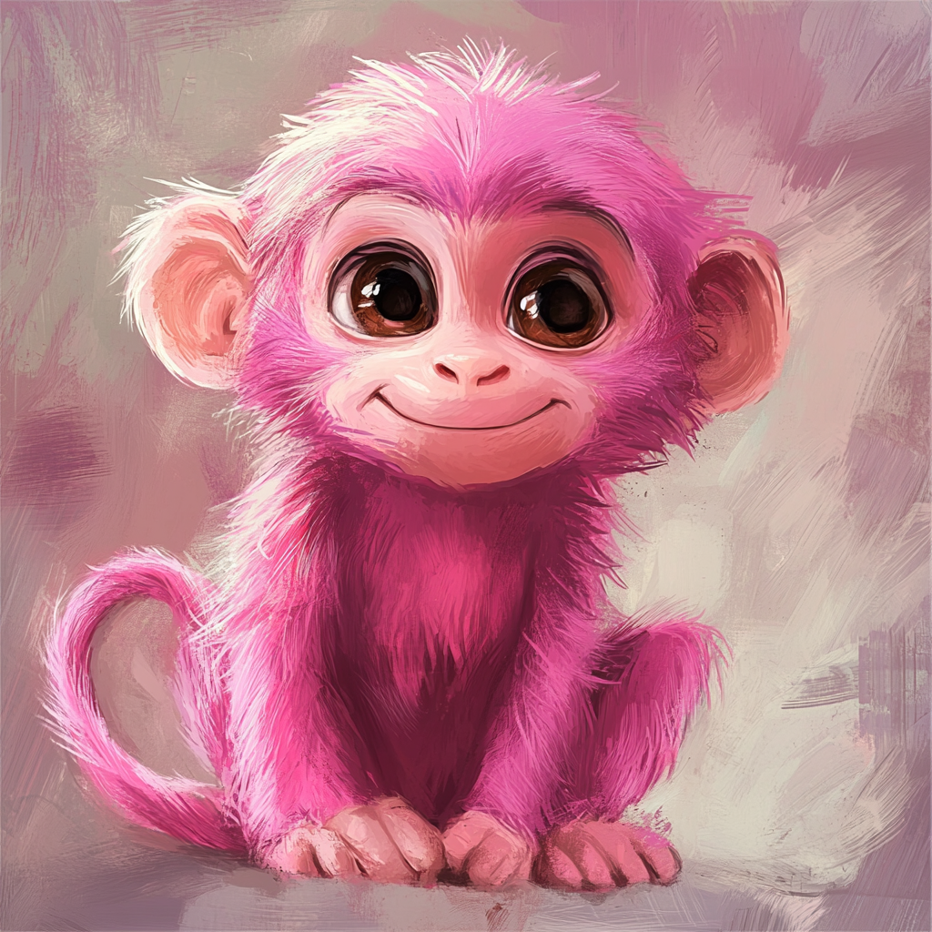Cute Pink Monkey Diamond Art Kit