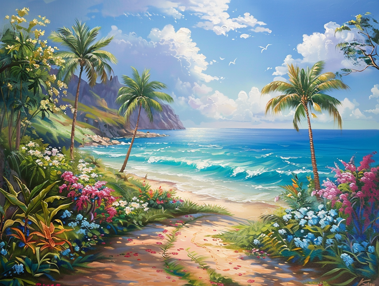 Flower Petal Beach Pathway Diamond Art Kit
