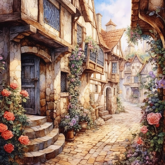 Old Village Street Diamond Art Kit