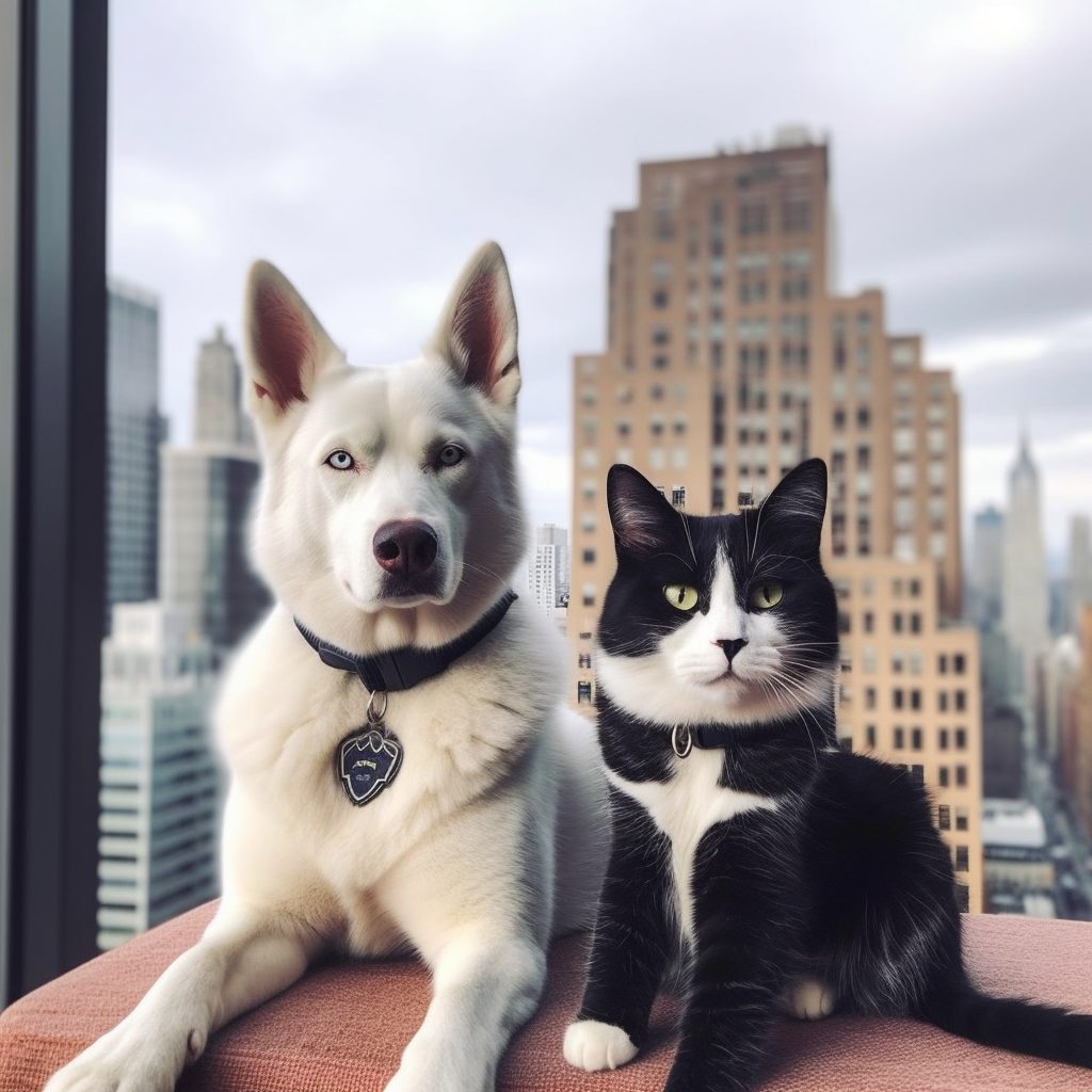 Husky And Tuxedo Cat Diamond Art Kit