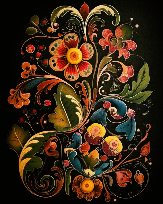 Orange Flower Abstract Design Diamond Art Kit