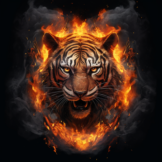 Grey Smoke And Fire Tiger Diamond Art Kit