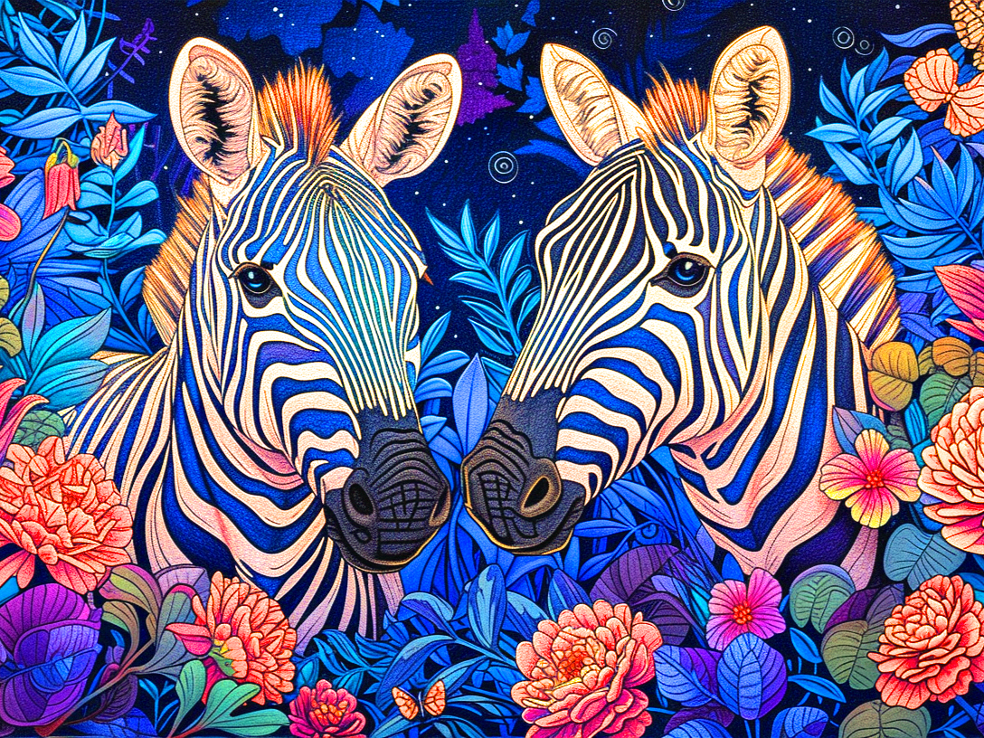 Blue Striped Zebras Diamond Art Kit