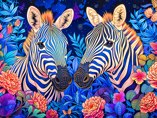 Blue Striped Zebras Diamond Art Kit