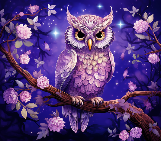 Purple Owl In A Tree Diamond Art Kit