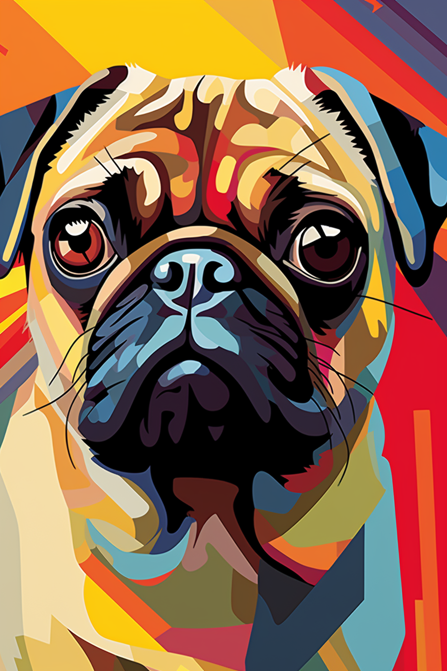 Cute Colorful Abstract Pug Diamond Art Kit