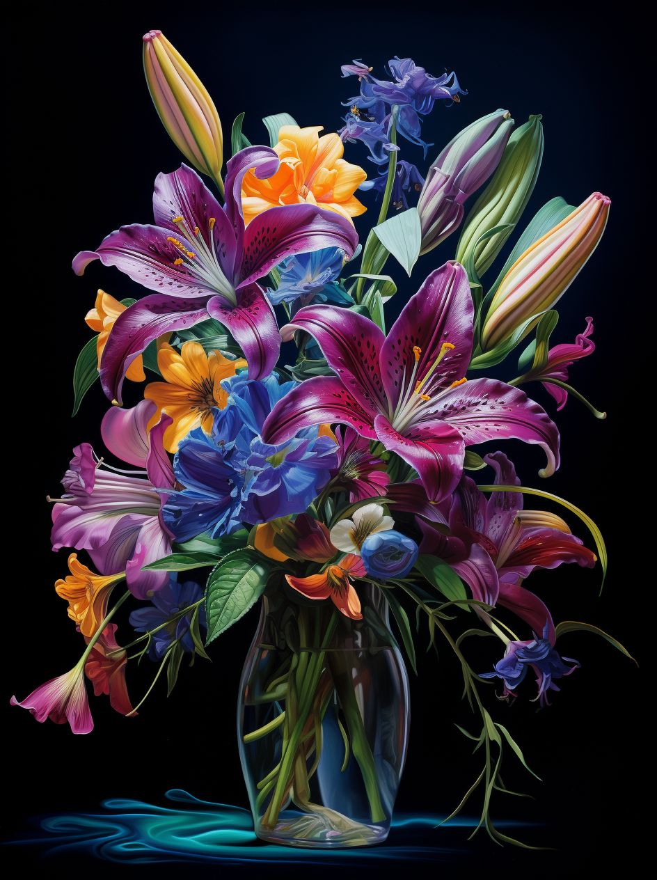 Glass Vase Lilies Diamond Art Kit