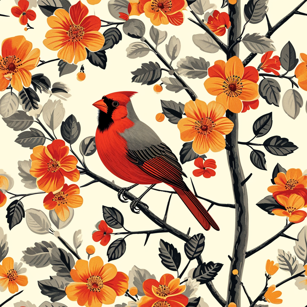 Retro Print Cardinal Diamond Art Kit