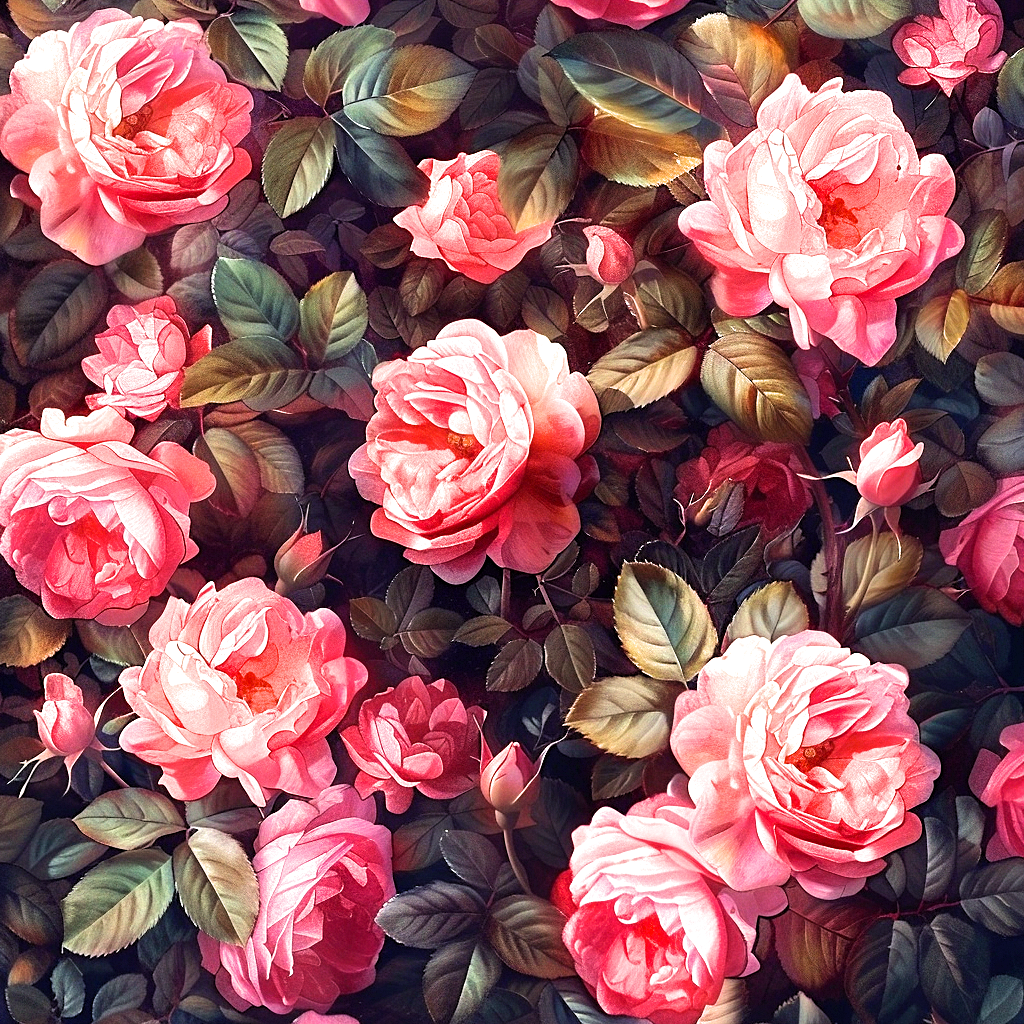 Pink Rosebush Diamond Art Kit