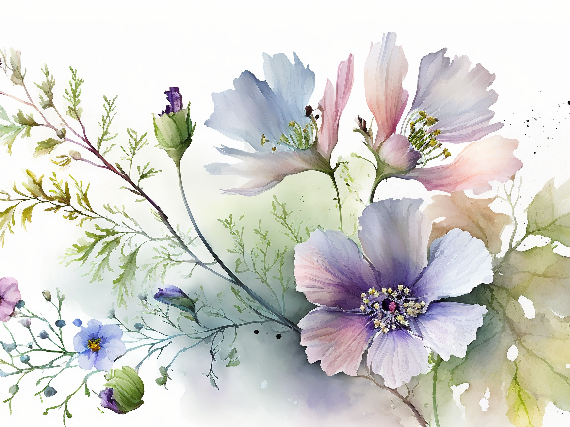Purple Watercolor Flowers Diamond Art Kit