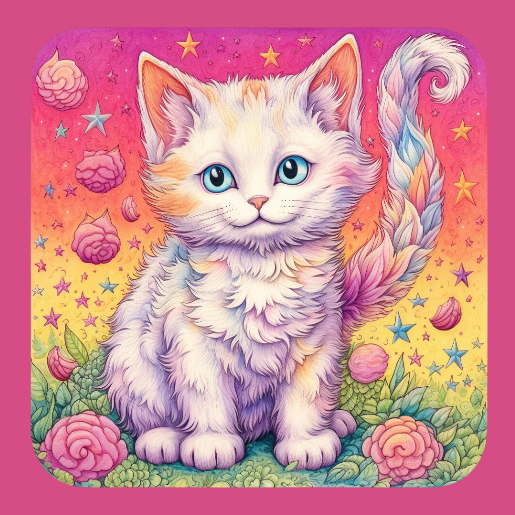 Colorful Tail Cat Diamond Art Kit